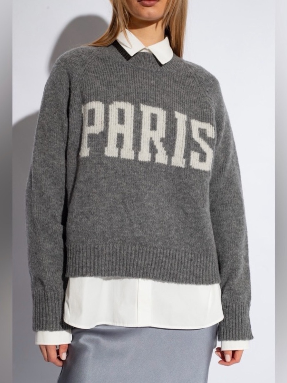 Anine Bing Kendrick Sweater University Paris In Charcoal Wool Cashmere Size S